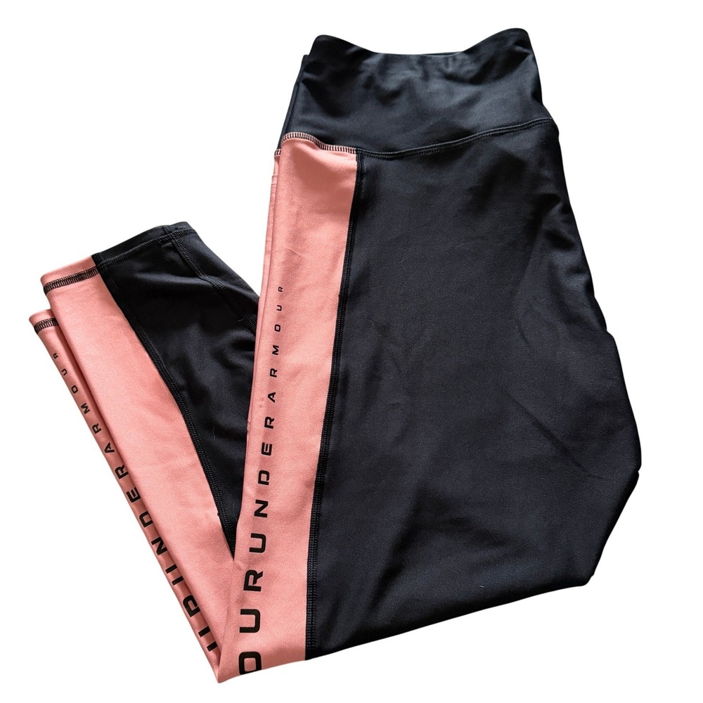 Under Armour Womens 2X Capri Leggings Black Pink Compression Activewear